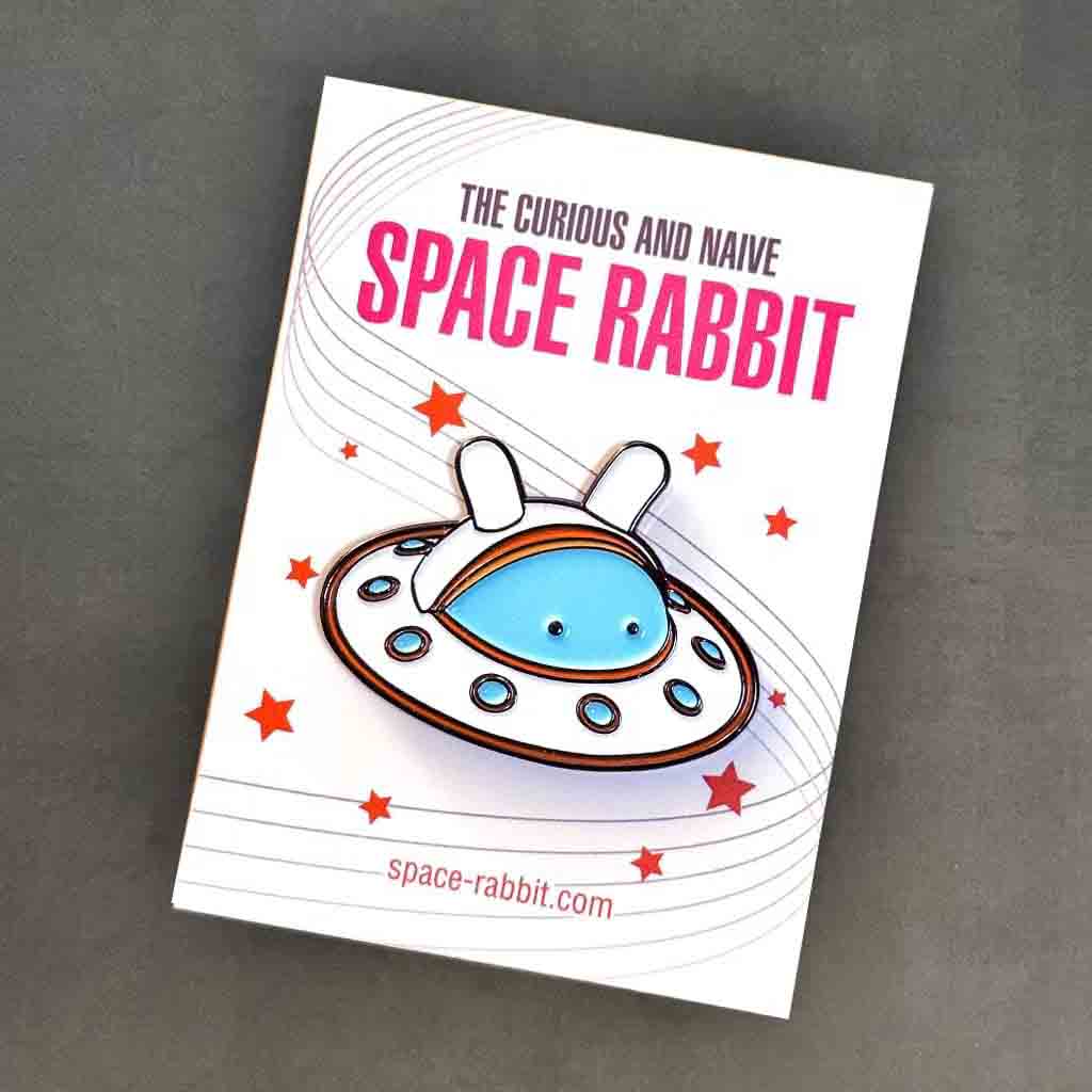 Enamel Pin - Space Rabbit UFO - Space Rabbit Studio